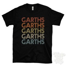 CAMISETA ESTILO RETRO REPETIDO GARTHS para hombre y mujer Reino Unido top name regalo