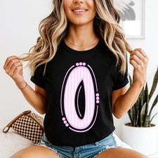 Camiseta Mujer Estampado Geométrico Rayas Diseño Abstracto Rosa Blanco