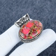 Colgante naranja cobre turquesa piedras preciosas hecho a mano joyería de plata de ley 925