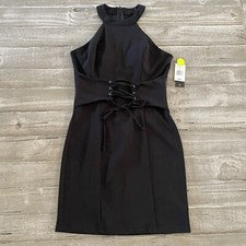 Nuevo vestido de fiesta City Triangles para mujer talla 7 negro sin mangas