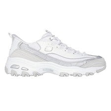 Zapatillas sin cordones Skechers D'Lites lisas para mujer plateadas/blancas