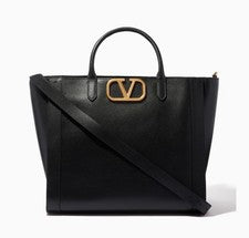 Bolso de Mano Valentino Garavani Logo V en Cuero de Becerro Negro - Hombre’s/Mujer’s