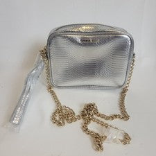 Bolso de Mano Victoria's Secret Para Mujer Imitación Piel de Serpiente Cadena Bandolera Plateado Nuevo con Etiquetas