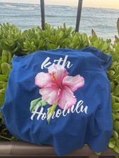 Camiseta Para Hombre Talla XL Kith Honolulu Hawaii Exclusiva Flor Plumeria Azul Extra Grande