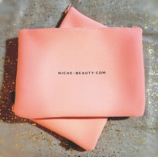 2x~Belleza de NICHO~Bolsas de belleza de neopreno coral con cremallera y logotipo estampado~Nuevas~Envíos gratuitos