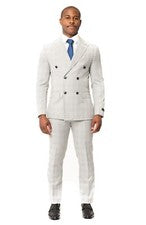 Traje ajustado doble pecho a cuadros gris tiza 2 botones pico solapa hombre AZAR