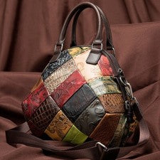 Bolso de mano multicolor de cuero genuino de diseñador para mujer