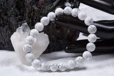 Pulsera de piedras preciosas de Howlith blanco | Pulsera esférica de 8 mm