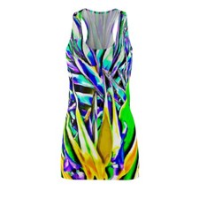 Vestido para mujer espalda cruzada estampado futurista neón tropical naturaleza colorido