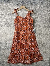 Vestido midi para mujer Maisie 100 % algodón naranja estampado floral espalda ajustada talla grande