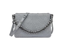 DKNY Desiree Logo Cadena Eslabón Solapa Mujer Bandolera en Gris Oscuro