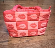 Bolso de mano de nailon con cremallera para labios y corazones