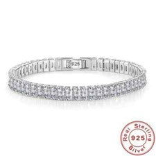 Pulsera de Plata de Ley 925 Cristal Fino Moda Joyería Boda Glamour 18CM