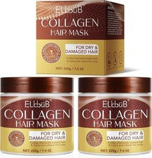 Mascarilla capilar de colágeno ELBBUB para cabello seco y dañado (paquete de 2)