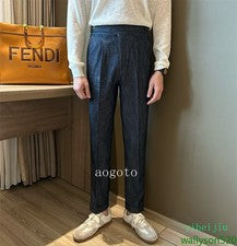Pantalones largos de mezclilla retro Gurkha para hombre de negocios de cintura alta pantalones de negocios de colección