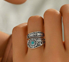 Anillo cuchara plata girasol turquesa