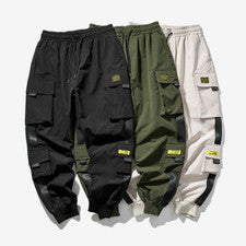 Para hombres Moda Tendencia Joker Suelto Informal Cintura Elástica Herramientas Leggings Pantalones