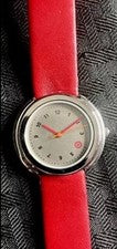 Reloj TARGET BULLSEYE Unisex Hombre/Mujer De Colección con Correa de Cuero Rojo - BATERÍA NUEVA