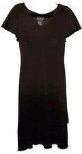 S.L. Moda Mujer Vestido Asimétrico Forrado Negro Manga Corta Capas Talla 12