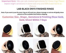 Anillo chapado en plata 925 acabado fino de ónix negro para hombre y mujer joyería regalo