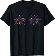 Camiseta 4th Of July Fireworks Boobs USA Flag-Man I Love Fireworks