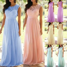 Mujeres Chifón Encaje Formal Fiesta Vestido Baile de graduación Dama de honor Boda Moda Vestido Largo