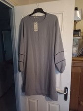 nuevo bi-on gris mujer túnica top estilo vestido recto talla 16 18
