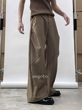 Pantalones de traje de pierna ancha drapeado estilo coreano para hombre informales ropa de calle pantalones