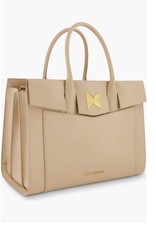 MAC DUGGAL Grande Cuero Mujer Maletín Cartera Bandolera + Bolso Antipolvo BEIGE