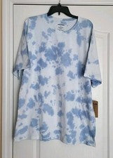 Camiseta Whiskey & Oak Tie Dye para Hombre - Camiseta Cuello Redondo Azul y Blanco Nueva con Etiquetas XL