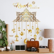 Juego de dos pegatinas de pared modernas con patrón de estrella de mandala para decoración de salón