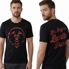 $89 TRUE RELIGION Camiseta Negra ORIGINAL BUDDHA FACE Manga Corta Gráfica Nueva con Etiquetas