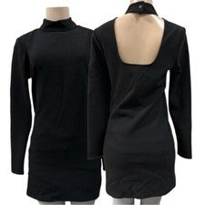 Mini vestido negro Future Collective para mujer manga larga espalda abierta talla XS