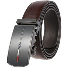 Cinturón de cuero real clásico para hombre hebilla automática cinturón trinquete correa traje cinturones