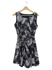 Vestido mujer ISKA London talla 40 gris negro abstracto línea A vestido casual