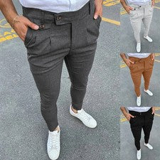 Nuevo Para hombres Informales Largos Pantalones de Negocios Oficina Calce Ajustado Moda Pantalones Ajustados