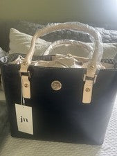 Bolso de Mano Jessica Moore Para Mujer Negro Imitación Cuero Texturizado con Bolsa para el Polvo Nuevo con Etiquetas