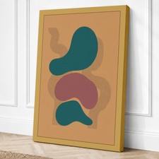 Formas curvas en verde azulado moderno lienzo impresión arte de pared decoración del hogar listo para colgar