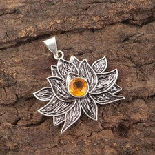 Colgante de joyería de plata de ley 925 hecho a mano con piedras preciosas de citrino regalo por amor