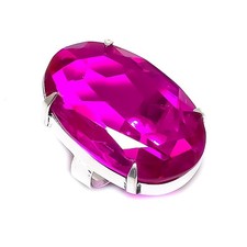 Anillo de joyería de plata de ley 925 hecho a mano con piedras preciosas de rubillita rosa talla 4 l782