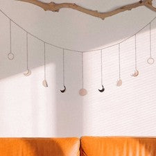 1 pieza adorno colgante de pared fase lunar de hierro dorado para decoración del hogar