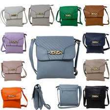 Bolso de hombro bandolera con solapa acolchada con diseño de eslabones de cadena frontal para damas 2228