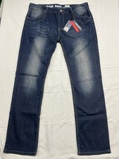 Jeans Break Azul Denim Para Hombre 36x32 Calce Ajustado Elastizado Nuevo Con Etiquetas Estilo Moda