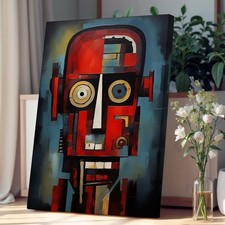 Impresión de arte de pared de lienzo abstracto robot decoración del hogar listo para colgar