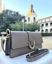 Bolso de mano para mujer de cuero italiano de diseñador - gris Ava