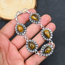 Pulsera de joyería de plata esterlina 925 hecha a mano con piedras preciosas ...