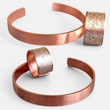 Juego de joyas de cobre espiritual - brazalete y anillo, símbolo Ganesha / Om, ajustable