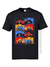 Camiseta informal de manga corta de algodón con gráficos estilo coche japonés para hombre
