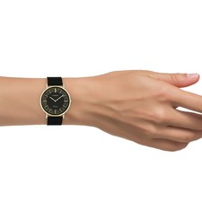 Oozoo Reloj de Pulsera Mujer Vintage Series Análogo Metal Mesh Negro