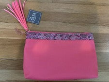 Bolsa de Maquillaje Ulta Rosa con Dije de Plumas 10 x 6 x 3 Nueva con Etiquetas